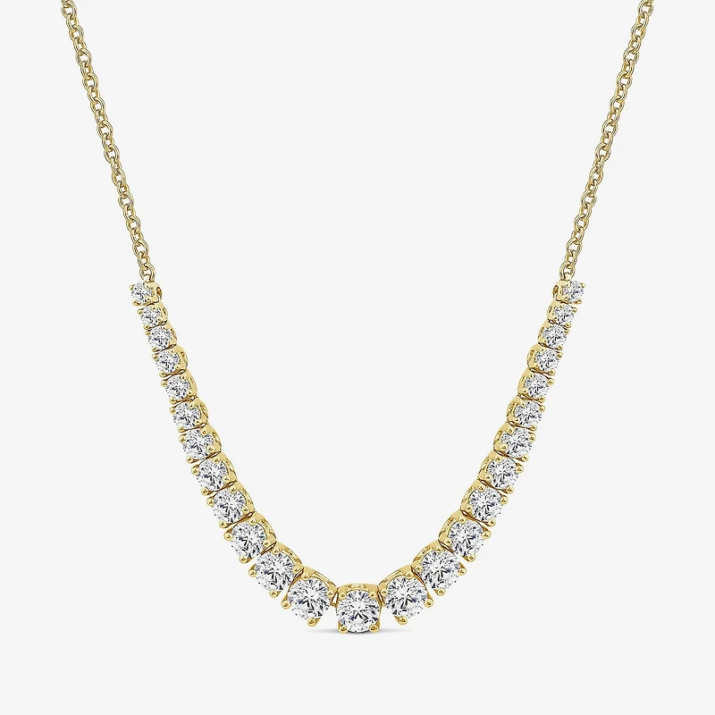(H / Si2) Womens White Diamond 10K Gold 16 Inch Tennis Necklace