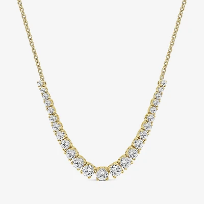 (H / Si2) Womens White Diamond 10K Gold 16 Inch Tennis Necklace