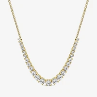 (H / Si2) Womens White Diamond 10K Gold 16 Inch Tennis Necklace