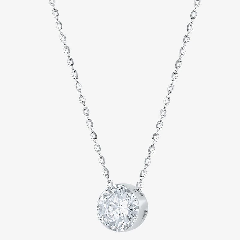 Floating Diamonds (F / Vs2) Womens 1 CT. T.W. Lab Grown White Diamond 14K Gold Round 18 Inch Pendant Necklace