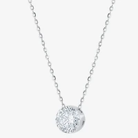 Floating Diamonds (F / Vs2) Womens 1 CT. T.W. Lab Grown White Diamond 14K Gold Round 18 Inch Pendant Necklace