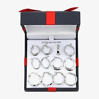 Womens Sterling Silver 6 Pair Earring Set