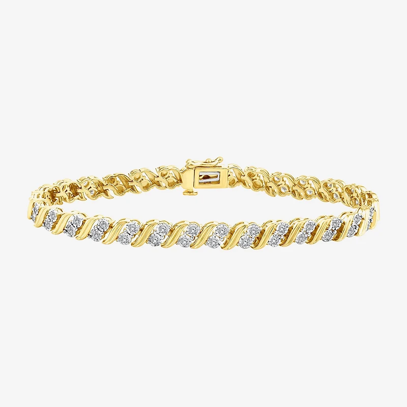 Womens 1 1/10 CT. T.W. Lab Grown White Diamond 14K Gold Over Silver Sterling Silver 8 Inch Tennis Bracelet