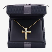 Womens 1/4 CT. T.W. Lab Grown White Diamond 14K Gold Over Silver Sterling Silver Cross 18 Inch Pendant Necklace