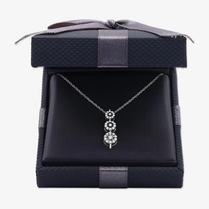 Womens 1/4 CT. T.W. Lab Grown White Diamond Sterling Silver Round 18 Inch Pendant Necklace