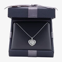Womens 1/4 CT. T.W. Lab Grown White Diamond Sterling Silver Heart 18 Inch Pendant Necklace