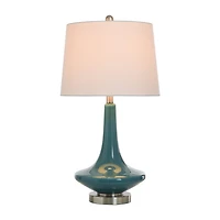 Stylecraft 14 W Niagra Falls Blue Glass Table Lamp