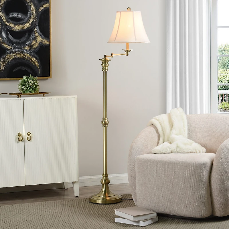 Stylecraft 14 W Antique Brass Floor Lamp