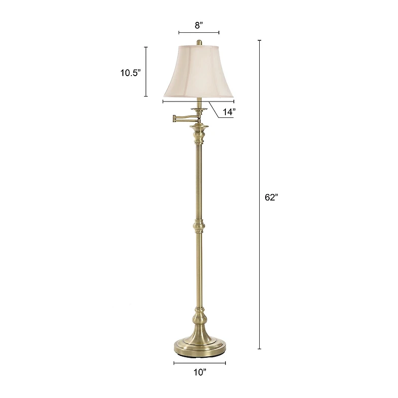 Stylecraft 14 W Antique Brass Floor Lamp