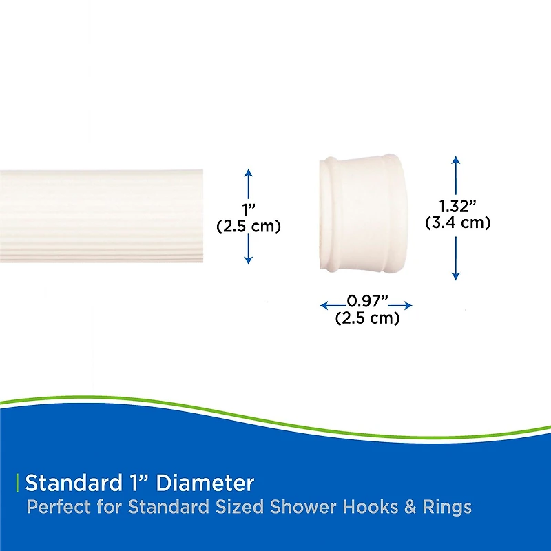 Kenney Twist & Fit No Tools 24-38 Adjustable Spring Tension Stall Shower Curtain Rod