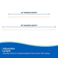 Kenney Twist & Fit No Tools 24-38 Adjustable Spring Tension Stall Shower Curtain Rod