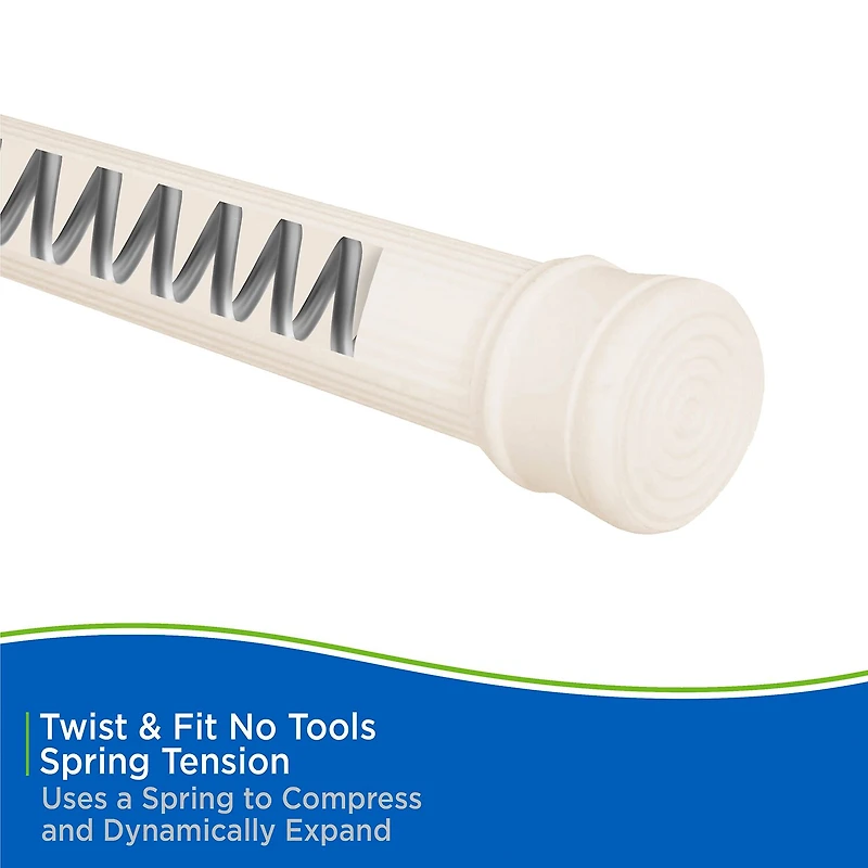 Kenney Twist & Fit No Tools 36-63 Adjustable Spring Tension Shower Curtain Rod
