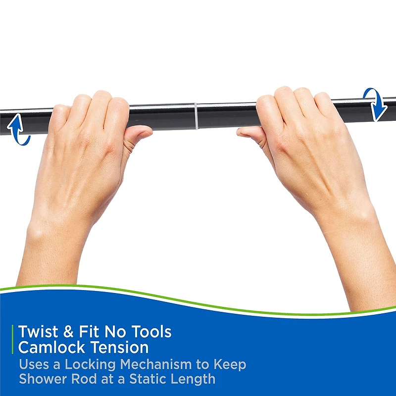 Kenney Twist & Fit No Tools Gloria 42-72 IN Adjustable Tension Shower Curtain Rod