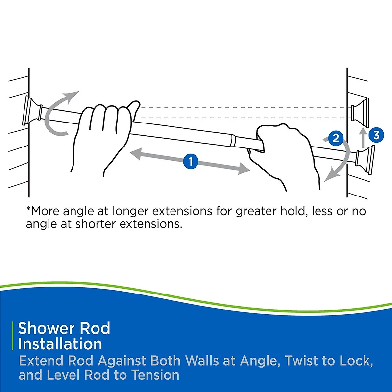 Kenney Twist & Fit No Tools Gloria 42-72 IN Adjustable Tension Shower Curtain Rod