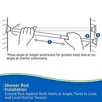 Kenney Twist & Fit No Tools Gloria 42-72 IN Adjustable Tension Shower Curtain Rod