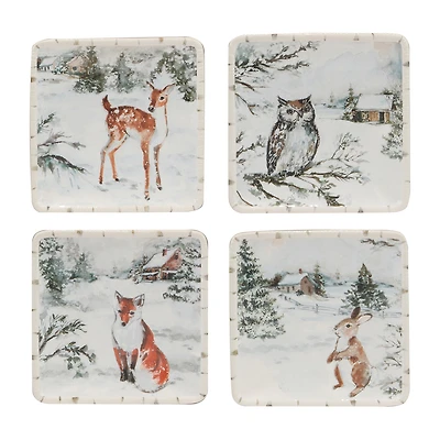 Certified International Winter's Frost 4-pc. Earthenware Appetizer Plate