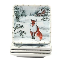 Certified International Winter's Frost 4-pc. Earthenware Appetizer Plate