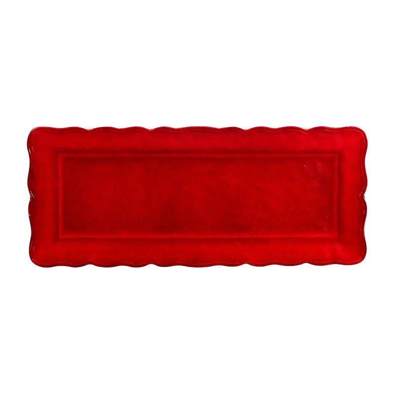 Certified International Red Crackle Serving Platter