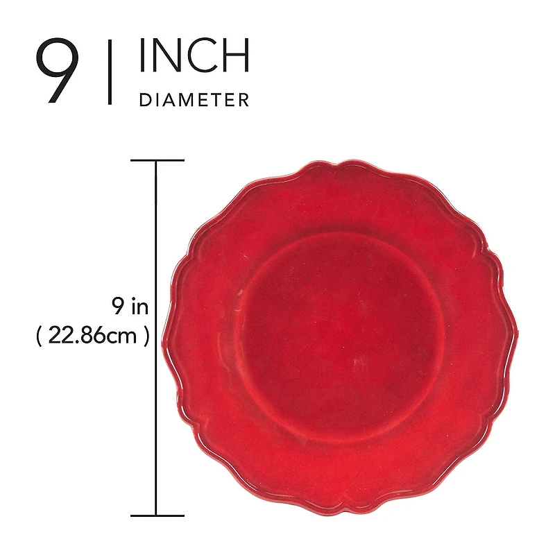 Certified International Red Crackle 4-pc. Melamine Salad Plate