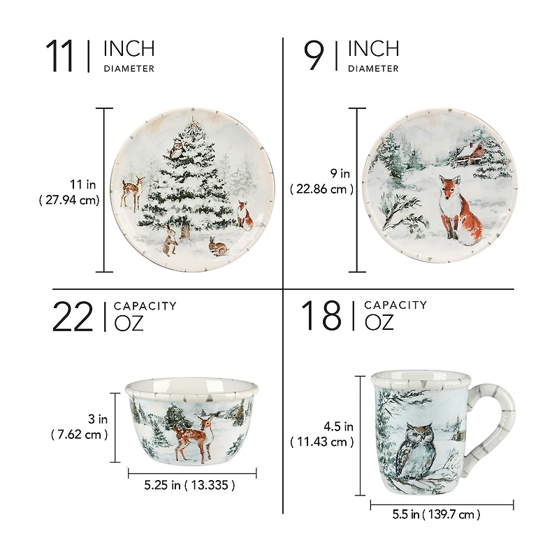 Certified International Winter's Frost 16-pc. Earthenware Dinnerware Set
