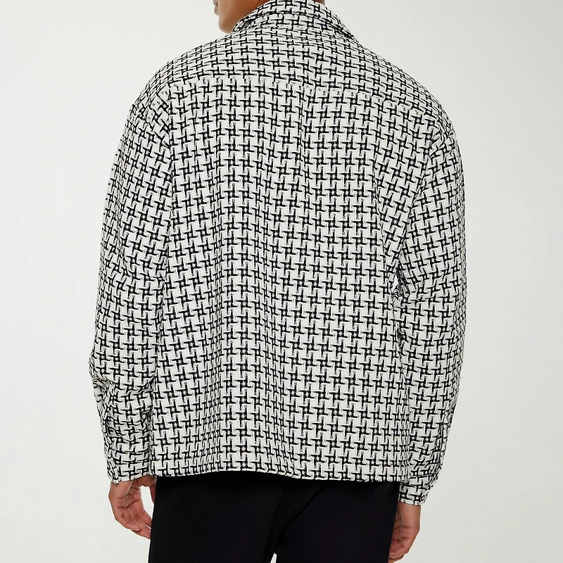 Forever 21 Mens Long Sleeve Textured Button-Down Shirt