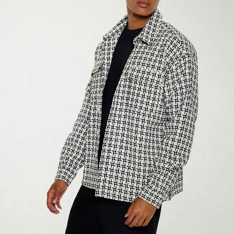 Forever 21 Mens Long Sleeve Textured Button-Down Shirt
