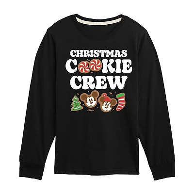Disney Collection Boys Crew Neck Long Sleeve Regular Fit Mickey and Friends Graphic T-Shirt