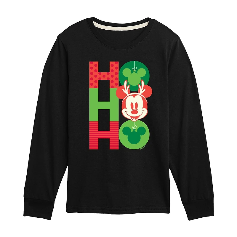 Disney Collection Boys Crew Neck Long Sleeve Regular Fit Mickey Mouse Graphic T-Shirt