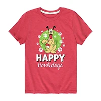 Disney Collection Boys Crew Neck Short Sleeve Regular Fit Pluto Graphic T-Shirt
