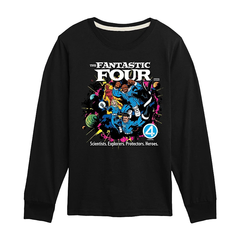 Disney Collection Boys Crew Neck Long Sleeve Regular Fit Marvel Graphic T-Shirt