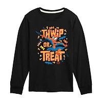 Disney Collection Boys Crew Neck Long Sleeve Regular Fit Spiderman Graphic T-Shirt