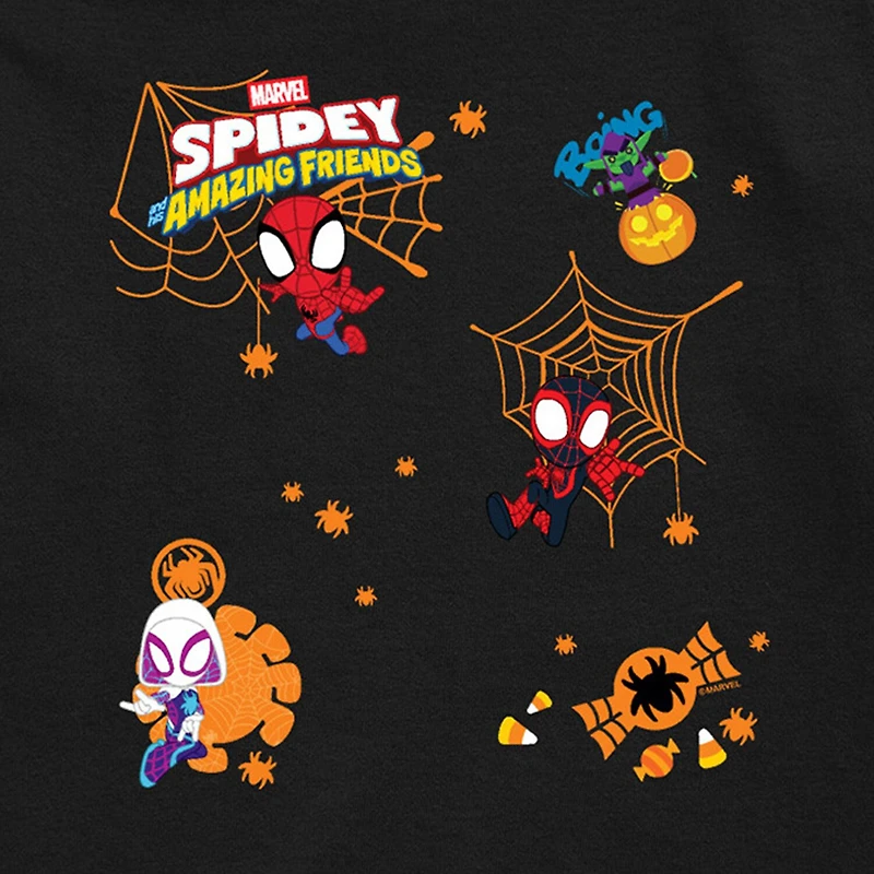 Spidey And His Amazing Friends Halloween Little & Big Kid Boys Crew Neck Short Sleeve Regular Fit Spiderman Graphic T-Shirt