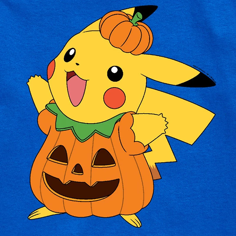 Pikachu Pumpkin Little & Big Kid Boys Crew Neck Short Sleeve Regular Fit Pokemon Graphic T-Shirt