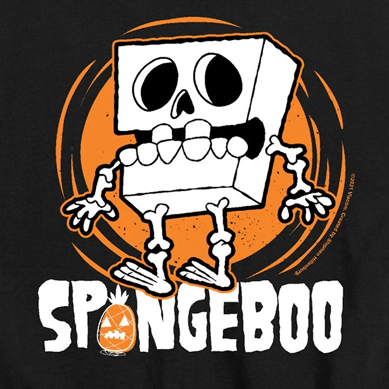 Spongeboo Skeleton Halloween Little & Big Kid Boys Crew Neck Short Sleeve Regular Fit Spongebob Graphic T-Shirt