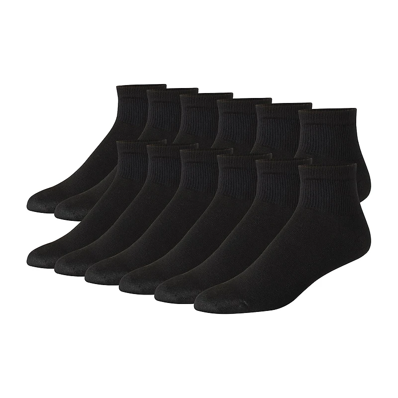 Hanes Ultimate Mens Multi-Pack 12 Pair Big and Tall Quarter Ankle Socks