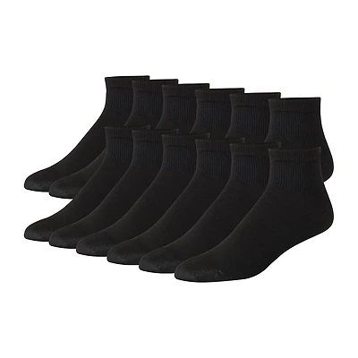Hanes Ultimate Mens Multi-Pack 12 Pair Big and Tall Quarter Ankle Socks