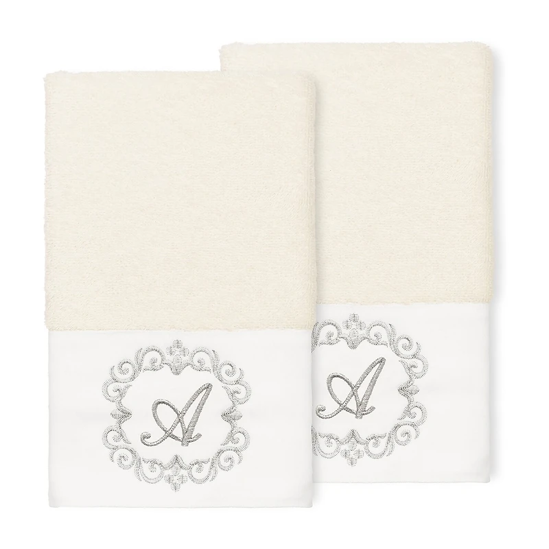 Linum Home Textiles Monica Silver 2-pc. Embellished Hand Towel