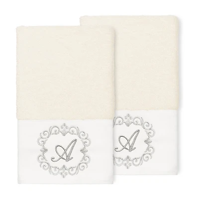Linum Home Textiles Monica Silver 2-pc. Embellished Hand Towel