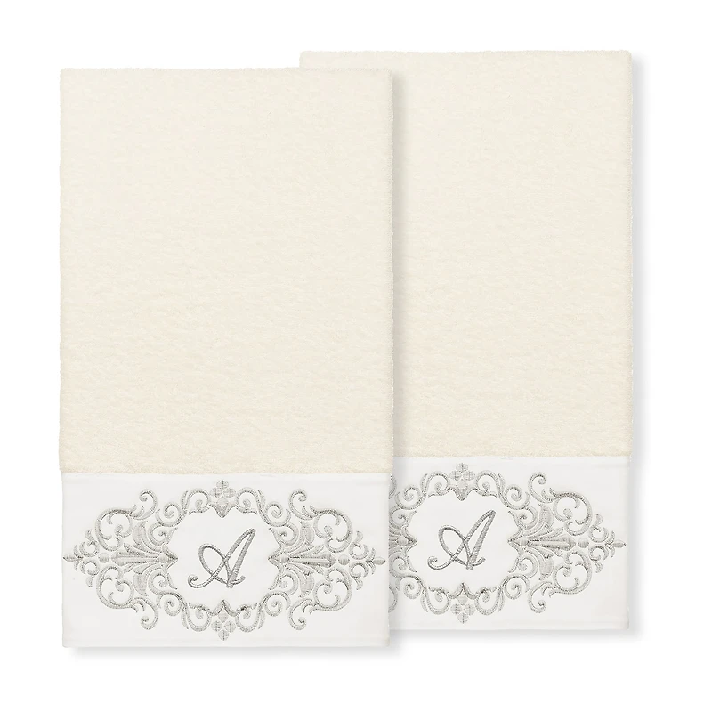 Linum Home Textiles Monica Silver Embellished 2-pc. Bath Towel Set