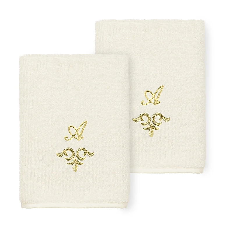 Linum Home Textiles Monica Gold 2-pc. Embellished Washcloth