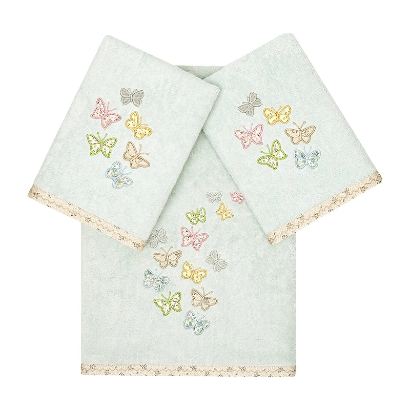 Linum Home Textiles Mariposa Embellished 3-pc. Bath Towel Set