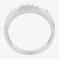 (F / Vs2) Mens 6.8mm 1/4 CT. T.W. Lab Grown White Diamond 10K Gold Round Wedding Band