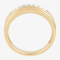 (F / Vs2) Mens 6.8mm 1/4 CT. T.W. Lab Grown White Diamond 10K Gold Round Wedding Band