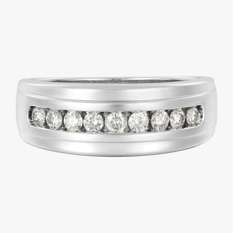 (F / Vs2) Mens 7.5MM 1/2 CT. T.W. Lab Grown White Diamond 10K Gold Round Wedding Band
