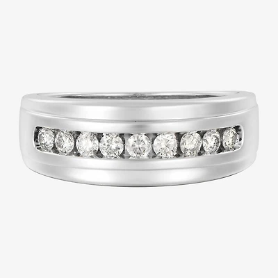 (F / Vs2) Mens 7.5MM 1/2 CT. T.W. Lab Grown White Diamond 10K Gold Round Wedding Band