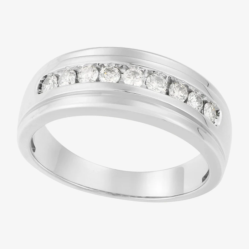 (F / Vs2) Mens 7.5MM 1/2 CT. T.W. Lab Grown White Diamond 10K Gold Round Wedding Band