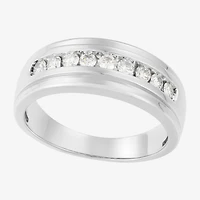 (F / Vs2) Mens 7.5MM 1/2 CT. T.W. Lab Grown White Diamond 10K Gold Round Wedding Band