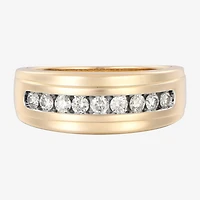 (F / Vs2) Mens 7.5MM 1/2 CT. T.W. Lab Grown White Diamond 10K Gold Round Wedding Band