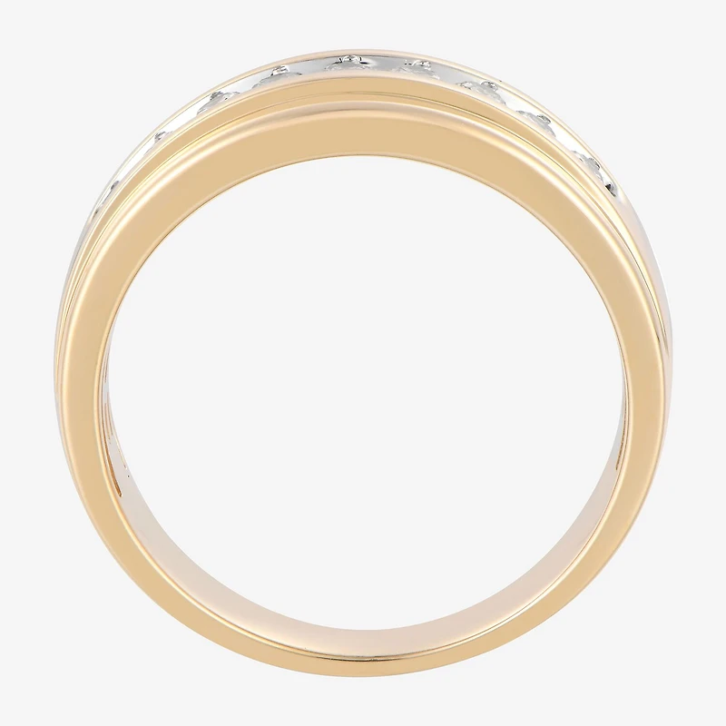 (F / Vs2) Mens 7.5MM 1/2 CT. T.W. Lab Grown White Diamond 10K Gold Round Wedding Band