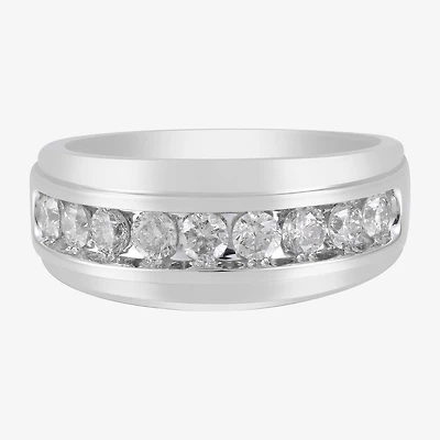 (F / Vs2) Mens 9M 1 CT. T.W. Lab Grown White Diamond 10K Gold Round Wedding Band